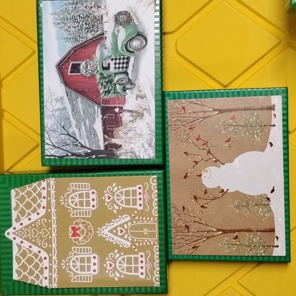 Three packages of Christmas cards